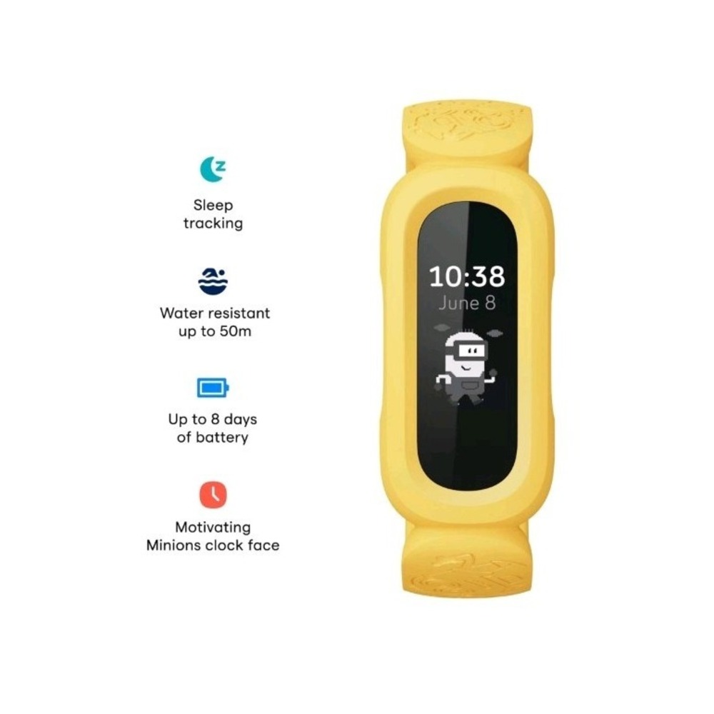 Minions Fitbit Ace 3 Activity Tracker for Kids 6+, Yellow, NO BOX EUC